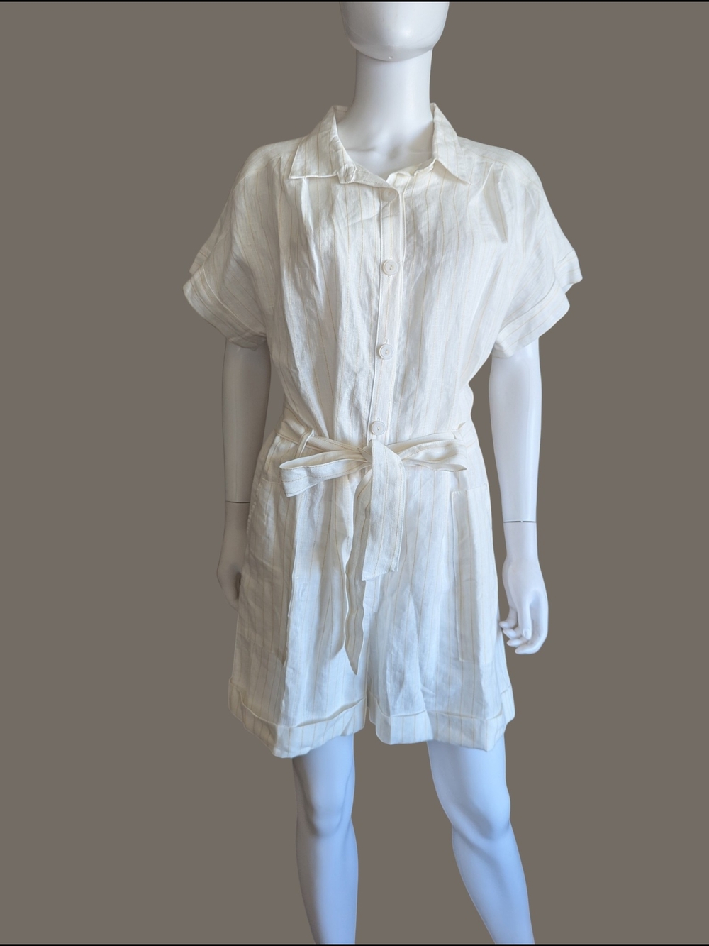 Everyday Ritual Gemma Romper in Casablanca Linen Jumpsuit - Picture 2 of 13
